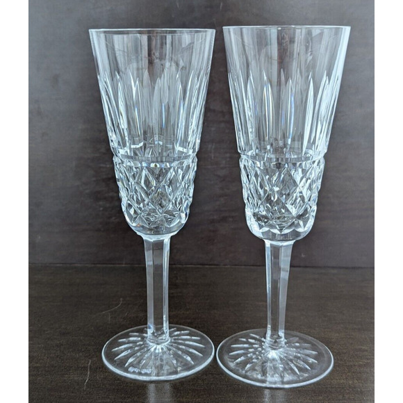 Pair Waterford Crystal Baltray Fluted Champagne Glass Set 2 Toasting Flutes EUC - Picture 9 of 9